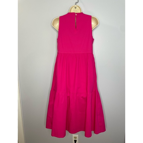 J.Crew Factory Pink Midi Sleeveless Ruffled Neckline Tiered Pink Dress - Picture 12 of 12